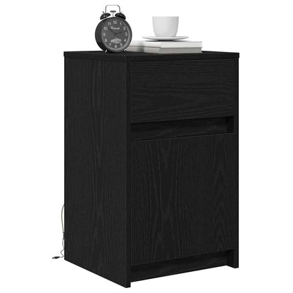 Armadio da Letto LED con cassetto Rovere nero 38 x 34 x 61 cm