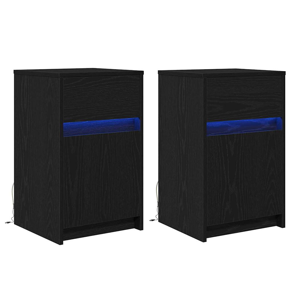 Armadio da Letto LED 2 pcs Rovere nero 38 x 34 x 61 cm