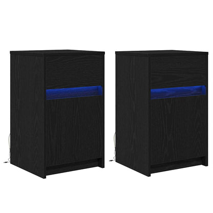 Armadio da Letto LED 2 pcs Rovere nero 38 x 34 x 61 cm