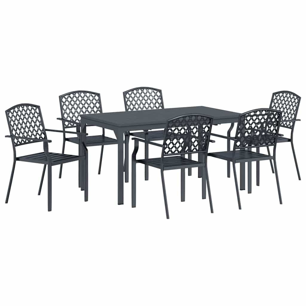 Set da Pranzo per Giardino 7 pcs Antracite