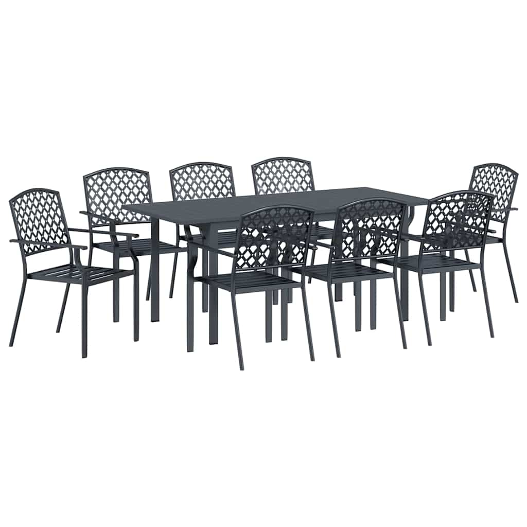 Set da Pranzo per Giardino 9 pcs Antracite