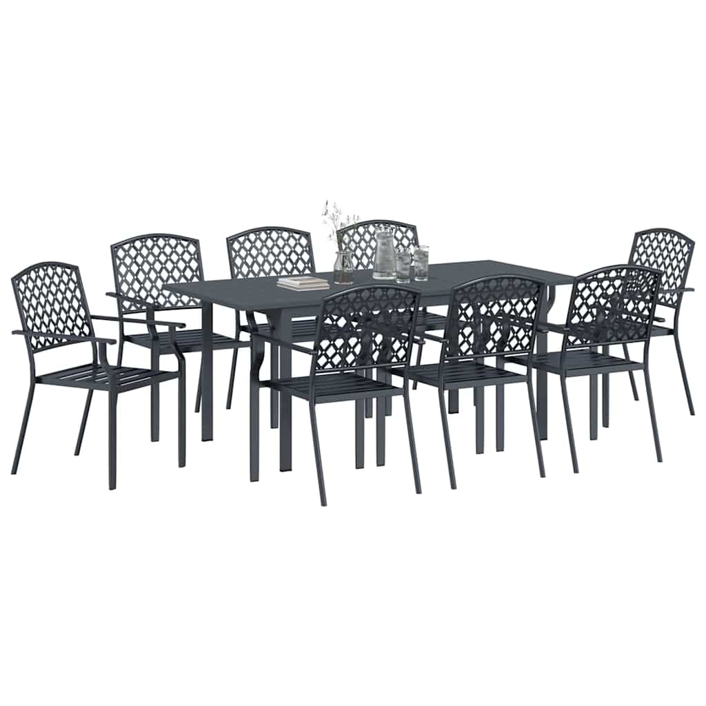 Set da Pranzo per Giardino 9 pcs Antracite