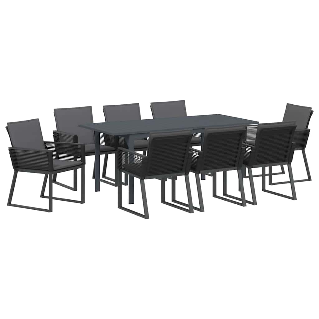 Set da Pranzo per Giardino 9 pcs Antracite polyrattan