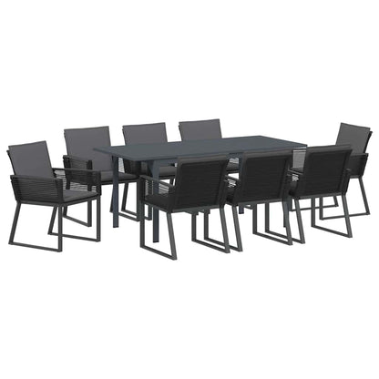 Set da Pranzo per Giardino 9 pcs Antracite polyrattan