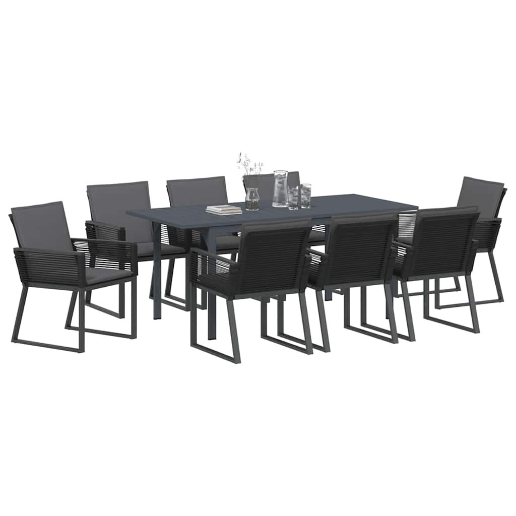 Set da Pranzo per Giardino 9 pcs Antracite polyrattan