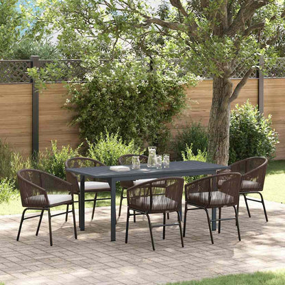 Set da Pranzo per Giardino 7 pcs Marrone polyrattan