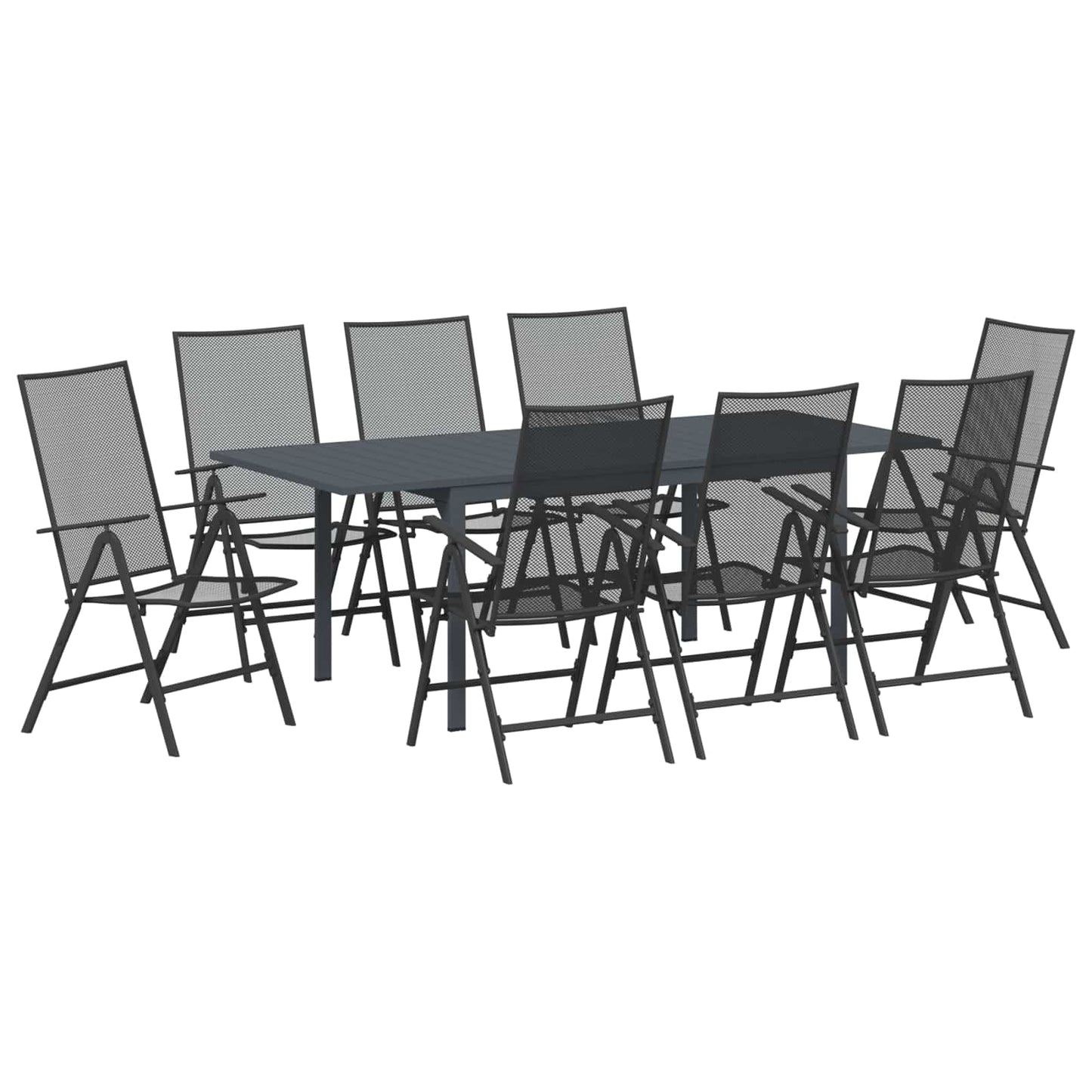 Set da Pranzo per Giardino 9 pcs Antracite Acciaio