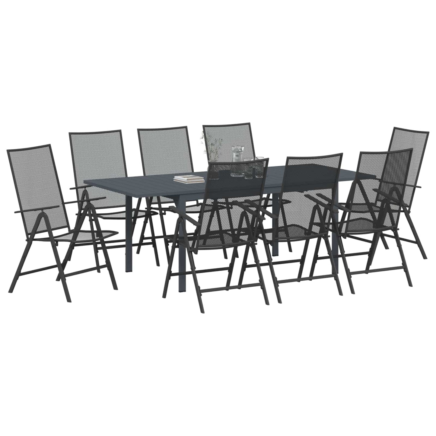 Set da Pranzo per Giardino 9 pcs Antracite Acciaio