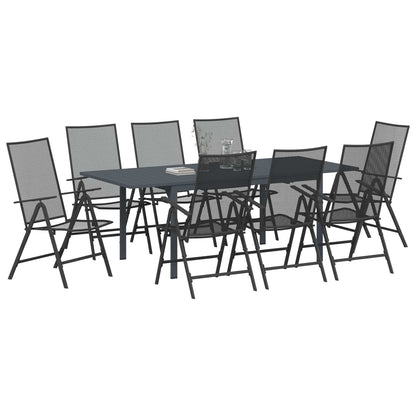 Set da Pranzo per Giardino 9 pcs Antracite Acciaio