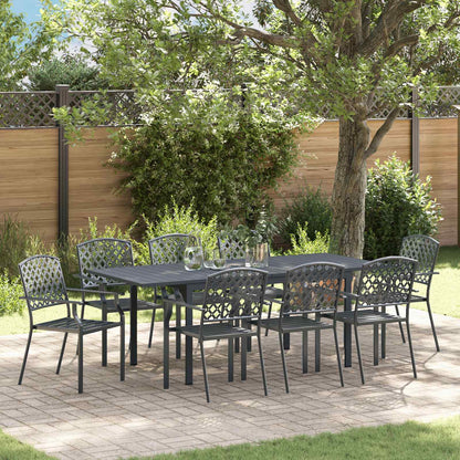 Set da Pranzo per Giardino 9 pcs Antracite Acciaio