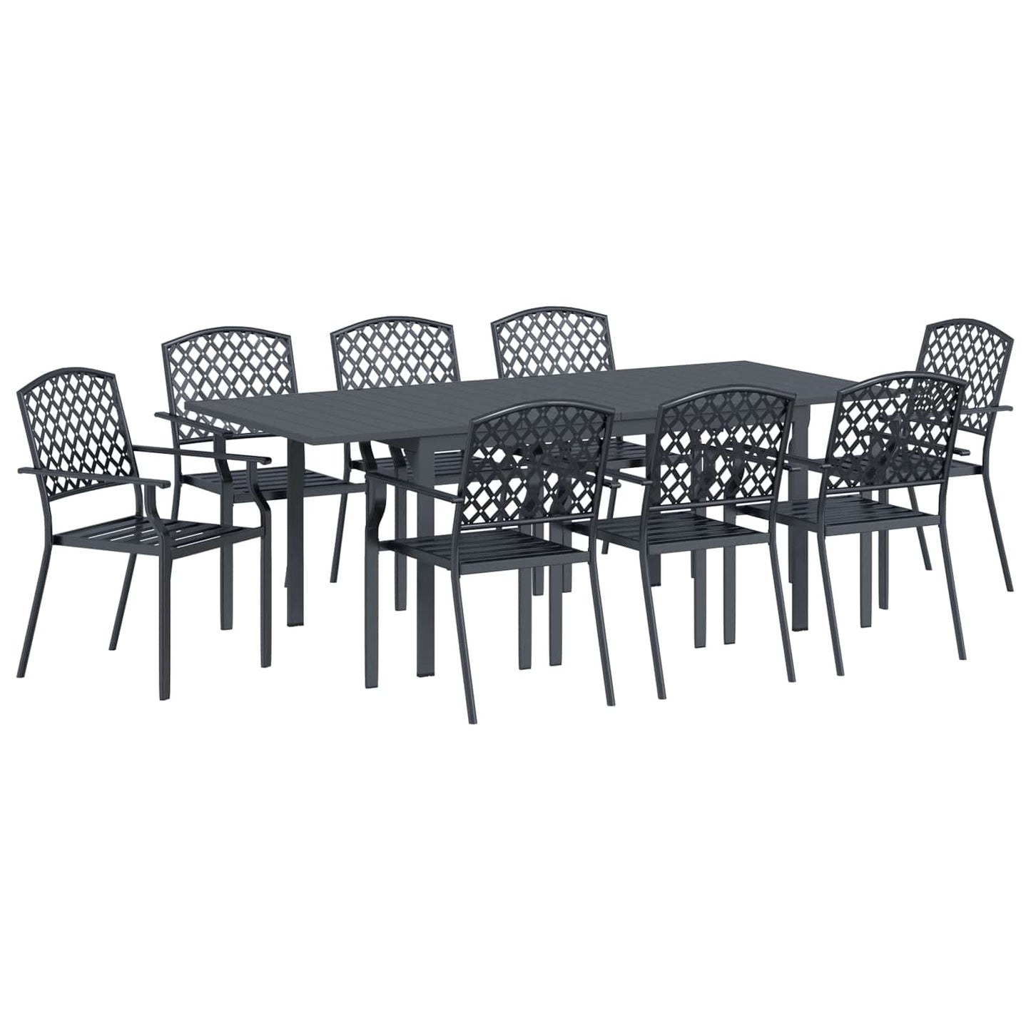 Set da Pranzo per Giardino 9 pcs Antracite Acciaio
