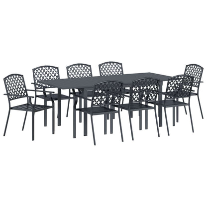 Set da Pranzo per Giardino 9 pcs Antracite Acciaio