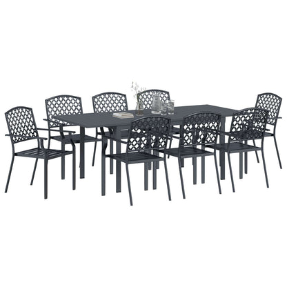 Set da Pranzo per Giardino 9 pcs Antracite Acciaio