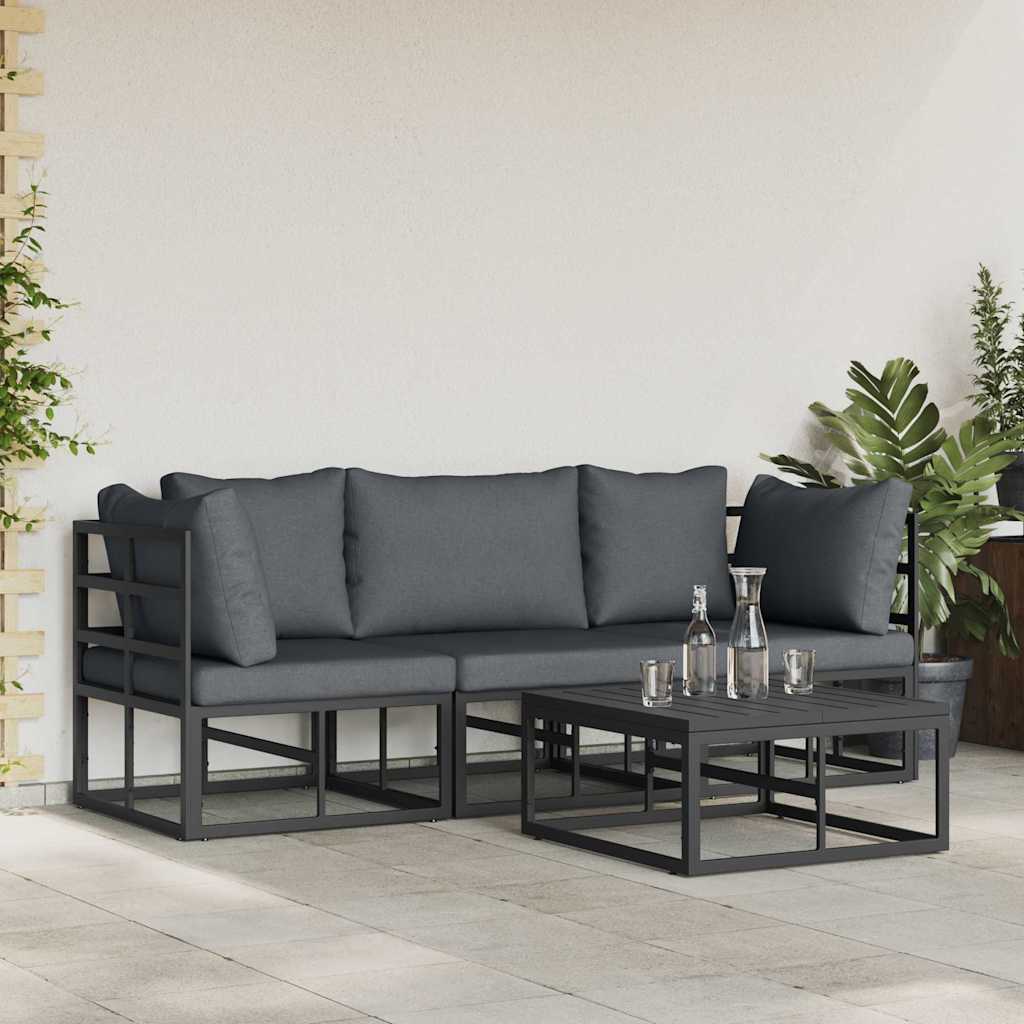 Set Divano da Giardino 4 pcs Nero Metallo