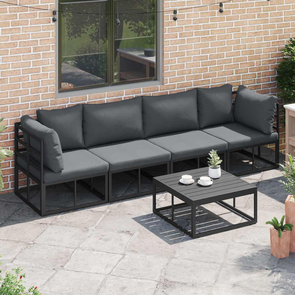 Set Divano da Giardino 4 pcs Nero Metallo