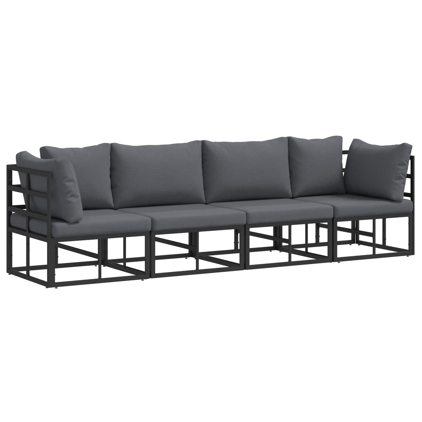 Set Divano da Giardino 4 pcs Nero Metallo