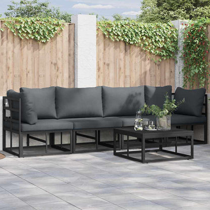 Set Divano da Giardino 5 pcs Nero Metallo