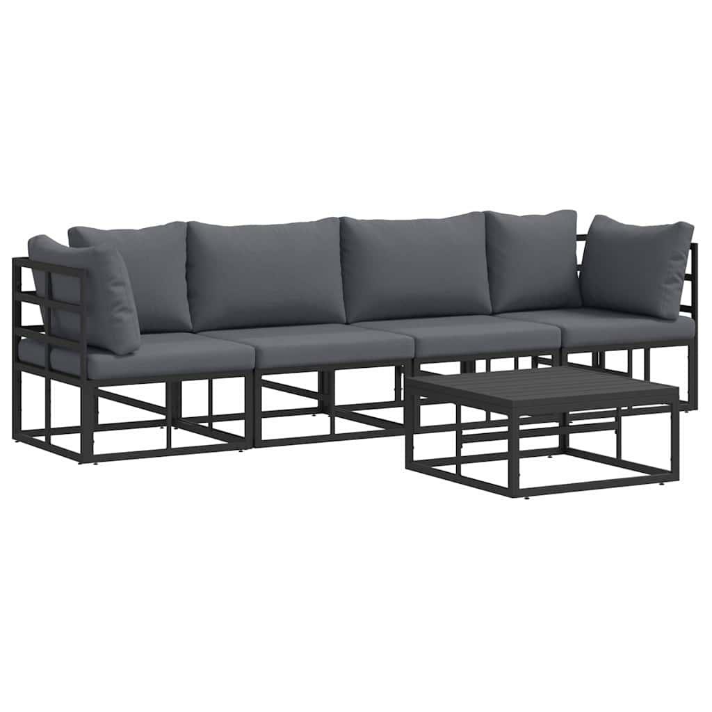 Set Divano da Giardino 5 pcs Nero Metallo