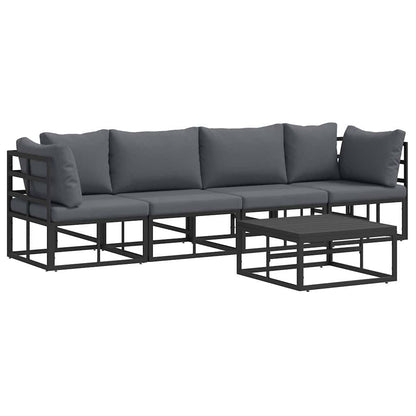 Set Divano da Giardino 5 pcs Nero Metallo
