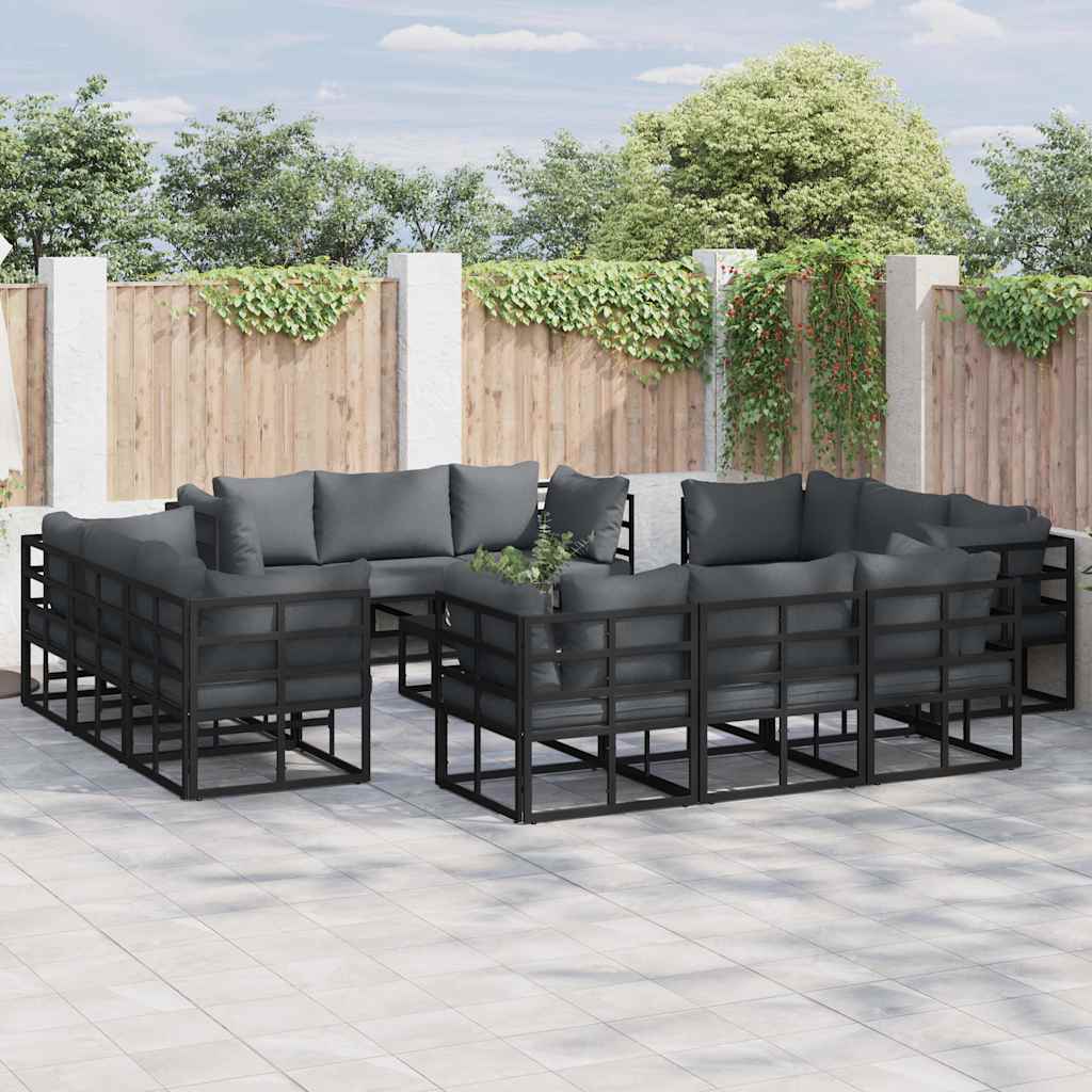 Set Divano da Giardino 12 pcs Nero Metallo