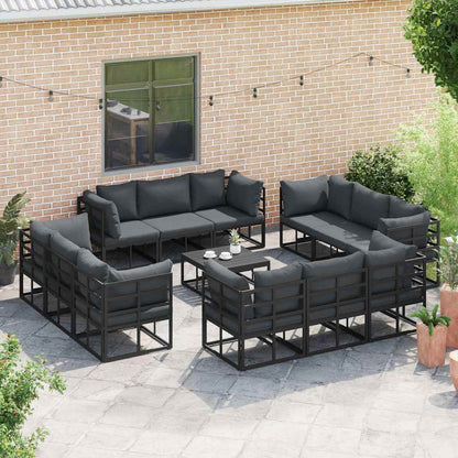 Set Divano da Giardino 12 pcs Nero Metallo