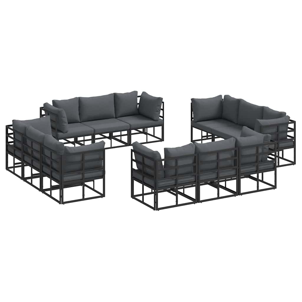 Set Divano da Giardino 12 pcs Nero Metallo
