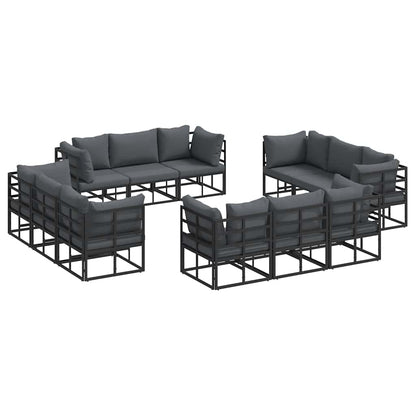 Set Divano da Giardino 12 pcs Nero Metallo
