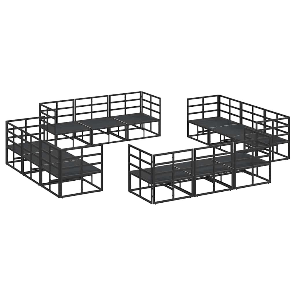 Set Divano da Giardino 12 pcs Nero Metallo