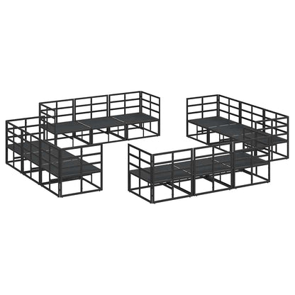 Set Divano da Giardino 12 pcs Nero Metallo