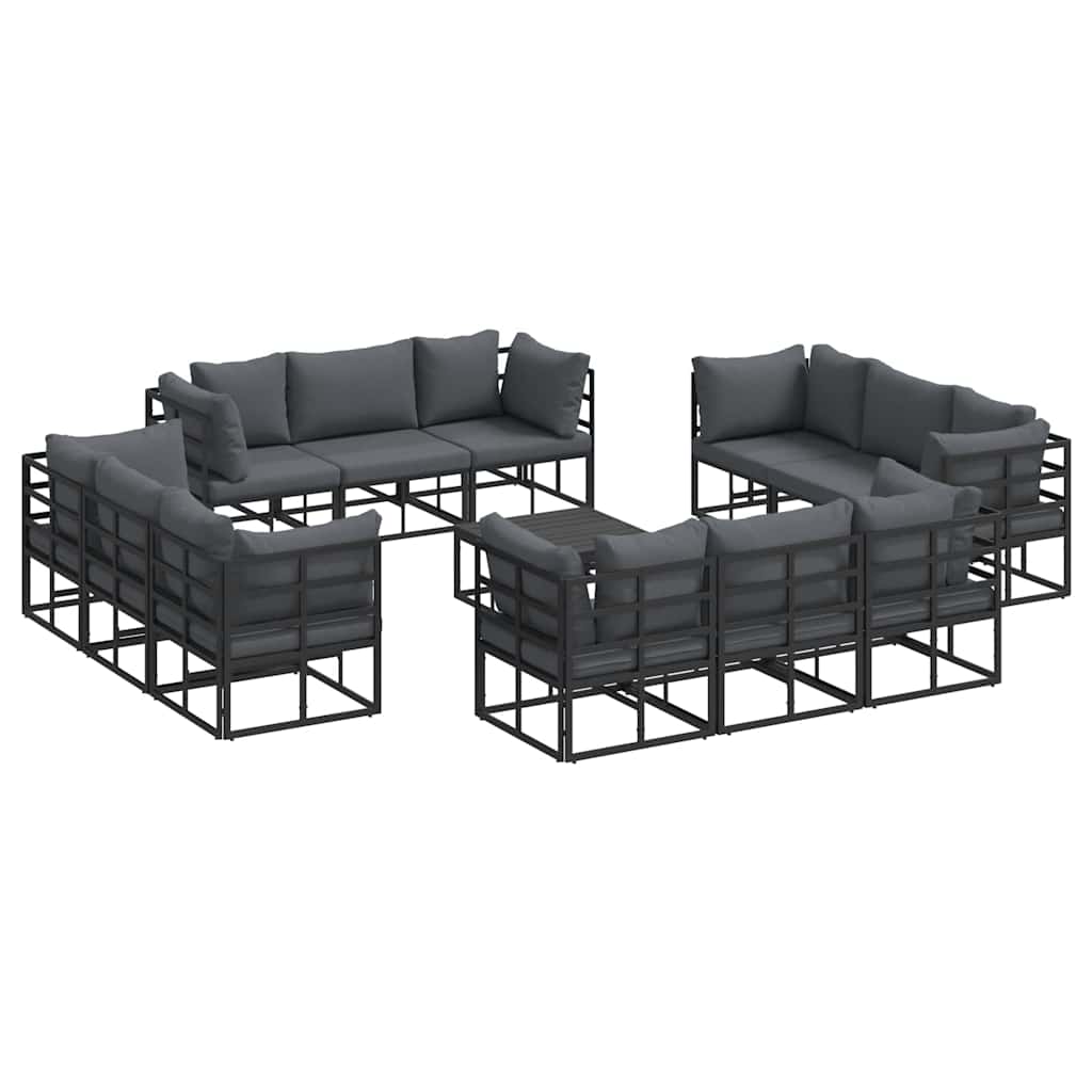 Set Divano da Giardino 13 pcs Nero Metallo