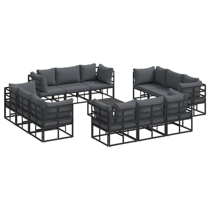 Set Divano da Giardino 13 pcs Nero Metallo