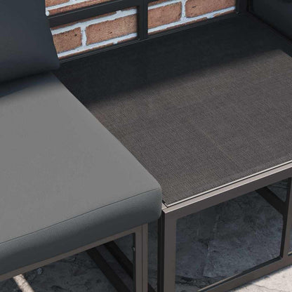 Set Divano da Giardino con cuscino 5 pcs Nero Alluminio