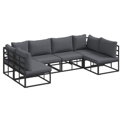 Set Divano da Giardino con cuscino 6 pcs Nero Alluminio