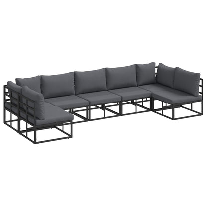 Set Divano da Giardino con cuscino 7 pcs Nero Alluminio