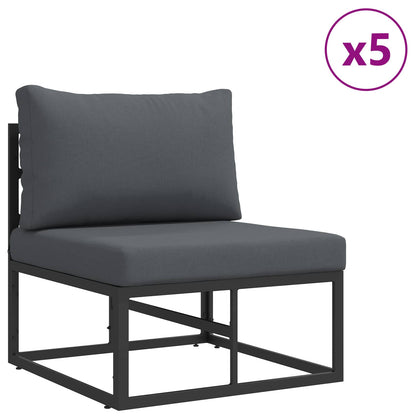 Set Divano da Giardino con cuscino 8 pcs Nero Alluminio