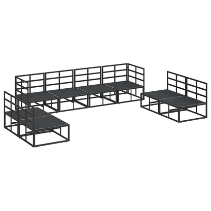 Set Divano da Giardino con cuscino 8 pcs Nero Alluminio
