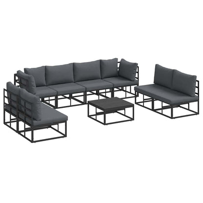Set Divano da Giardino con cuscino 9 pcs Nero Alluminio