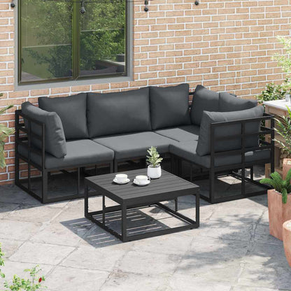 Set Divano da Giardino con cuscino 4 pcs Nero Alluminio