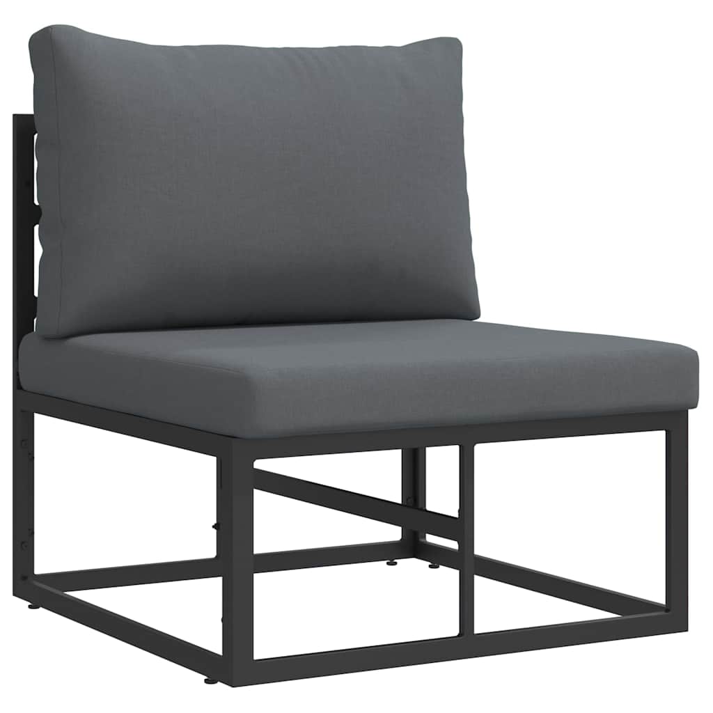 Set Divano da Giardino con cuscino 4 pcs Nero Alluminio