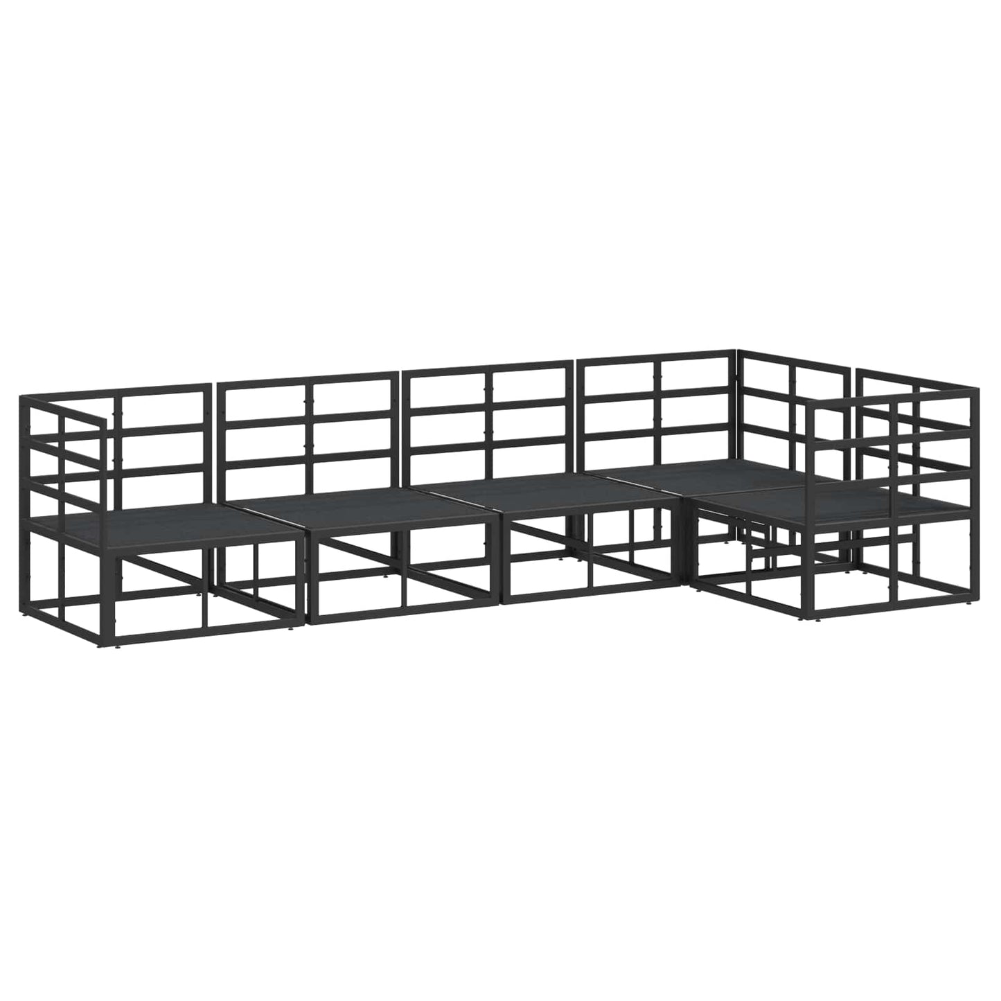 Set Divano da Giardino con cuscino 5 pcs Nero Alluminio
