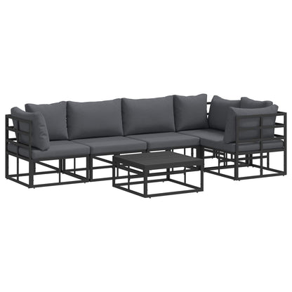 Set Divano da Giardino con cuscino 6 pcs Nero Alluminio