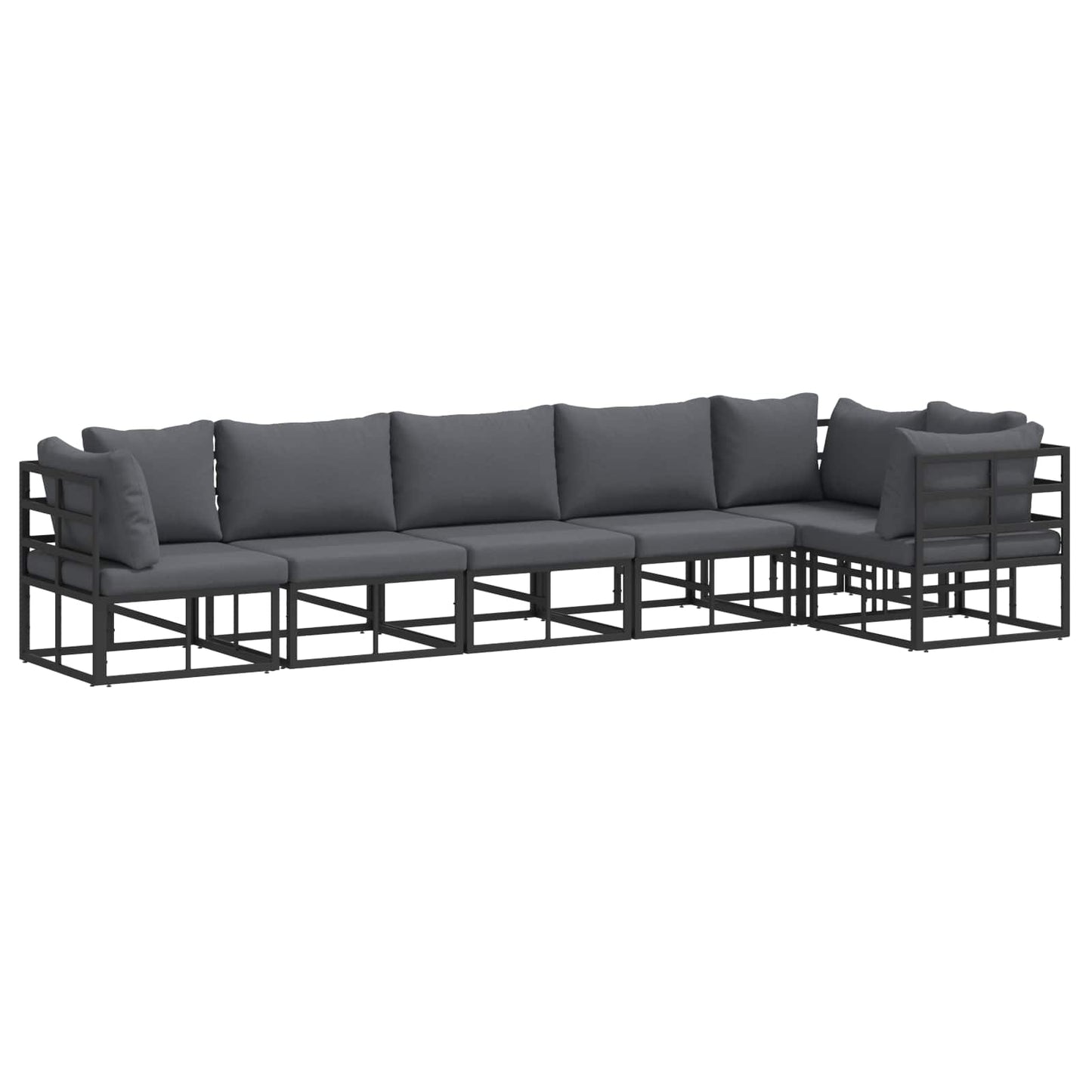 Set Divano da Giardino con cuscino 6 pcs Nero Alluminio