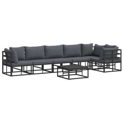 Set Divano da Giardino con cuscino 7 pcs Nero Alluminio
