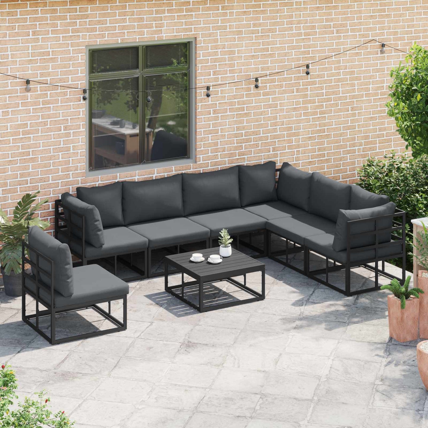 Set Divano da Giardino con cuscino 7 pcs