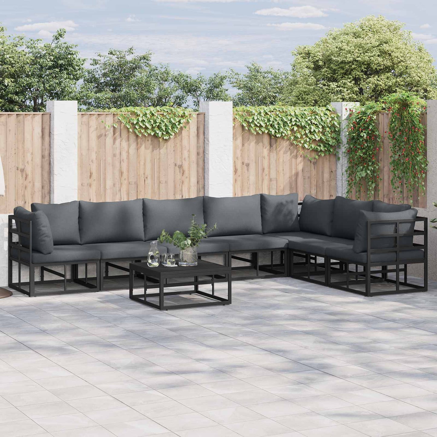 Set Divano da Giardino con cuscino 8 pcs