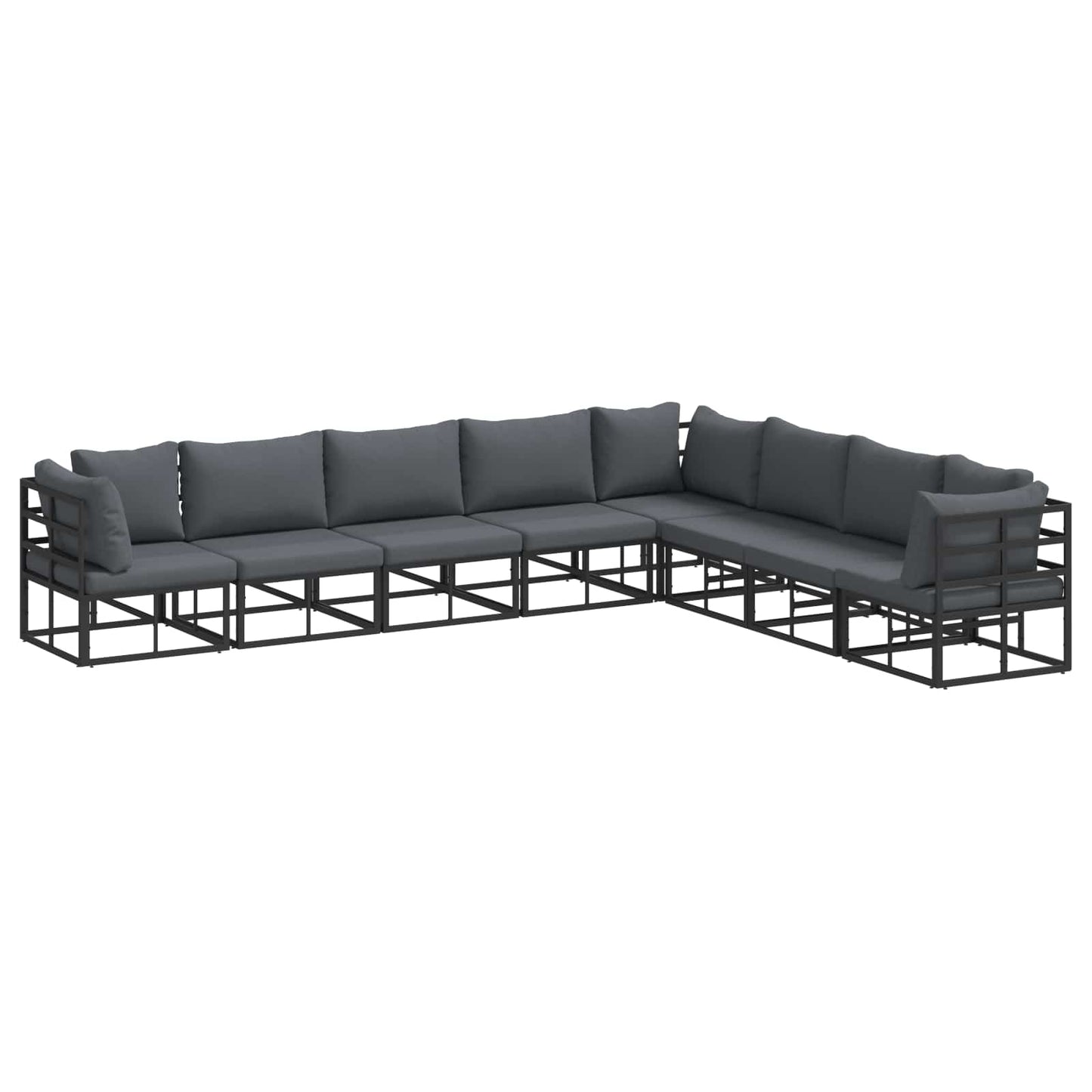 Set Divano da Giardino con cuscino 8 pcs Nero Alluminio