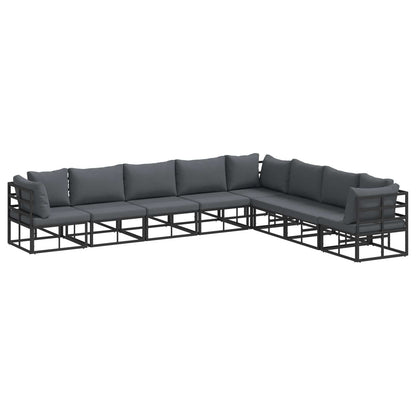 Set Divano da Giardino con cuscino 8 pcs Nero Alluminio