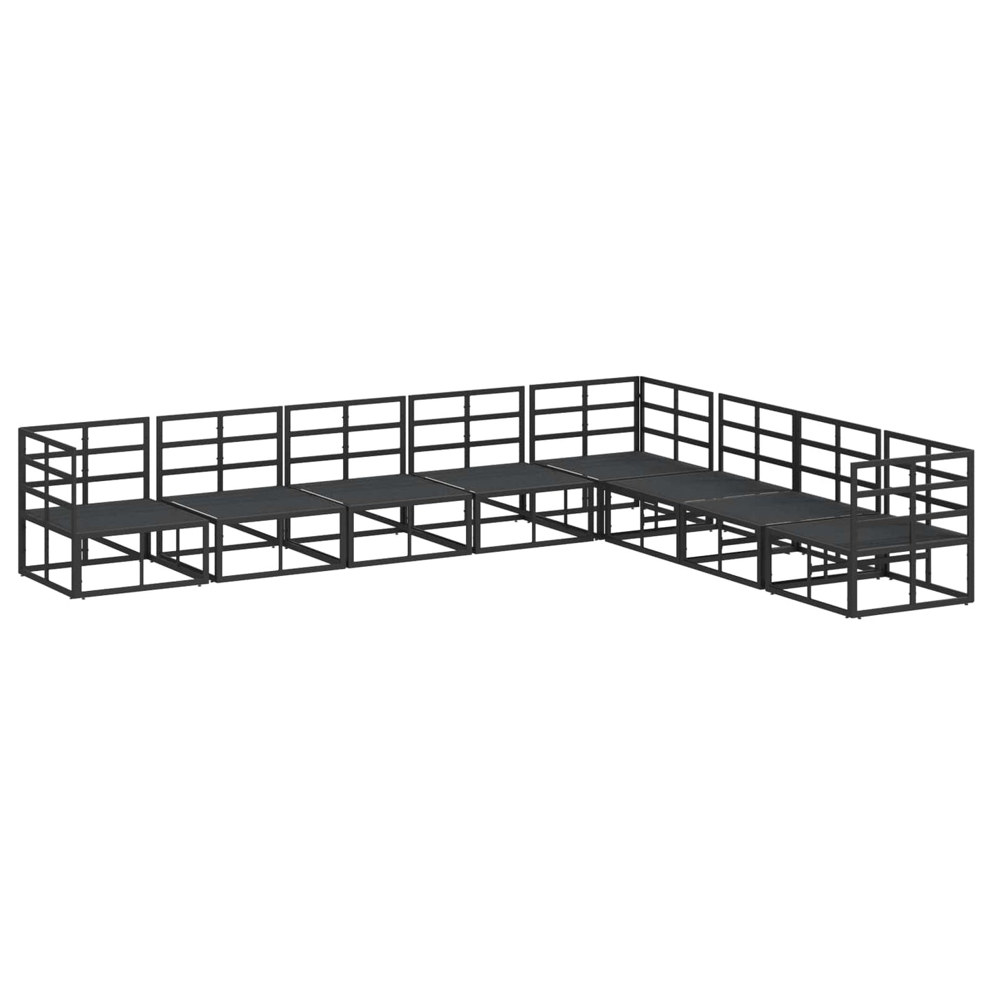 Set Divano da Giardino con cuscino 8 pcs Nero Alluminio