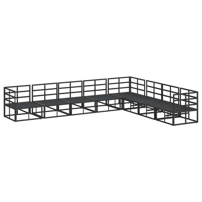 Set Divano da Giardino con cuscino 8 pcs Nero Alluminio