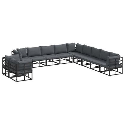 Set Divano da Giardino con cuscino 11 pcs Nero Alluminio